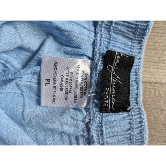 Jeno Neuman Petite Light Blue Elastic Waist Cropped Pants PL Comfy Lounge Wear - Picture 3 of 4